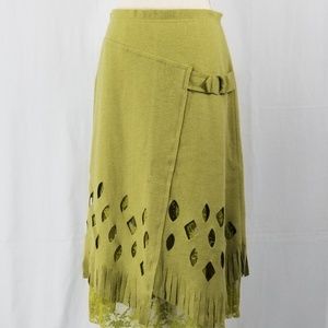 BLACK CAT Lime Green Felt Skirt. Sz L